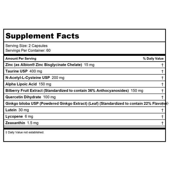 Ortho Molecular 4Sight 120 Capsules - Supplement Facts panel