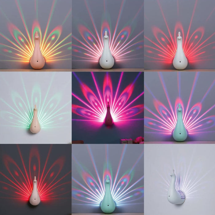 Peacock Feather Projection Night Light