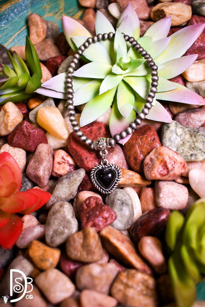 Pearl Stretch Bracelet with Heart Charm - Deadwood South Boutique & Company LLC