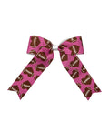 Pink Football Hearts Long Tail Cheer Bow