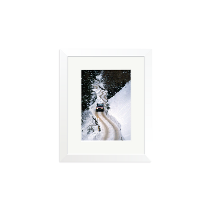Range Rover Classic in the Alps Framed Print White Small