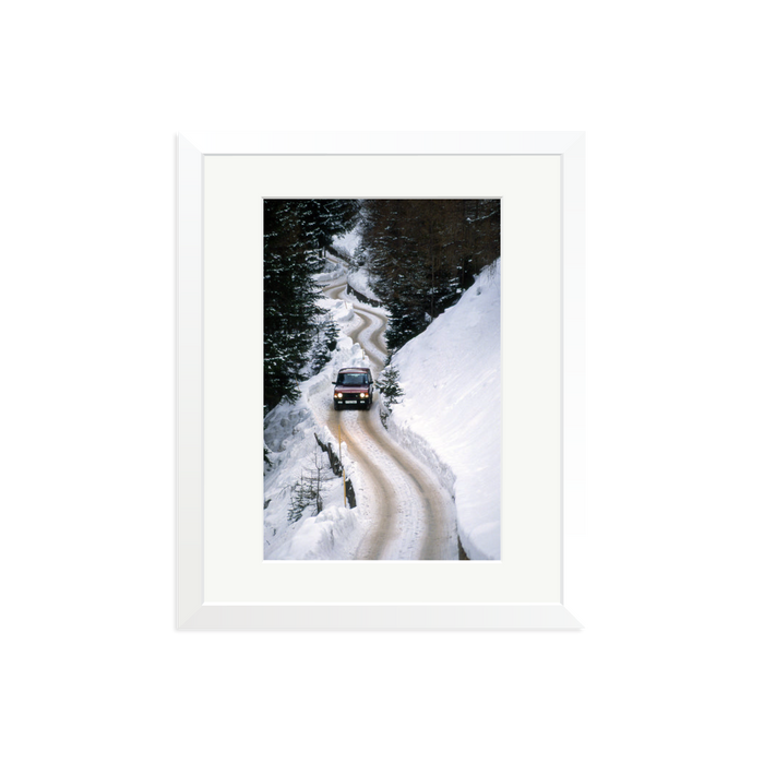 Range Rover Classic in the Alps Framed Print White Medium