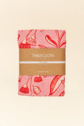 Red Trailing Natives Linen Tablecloth