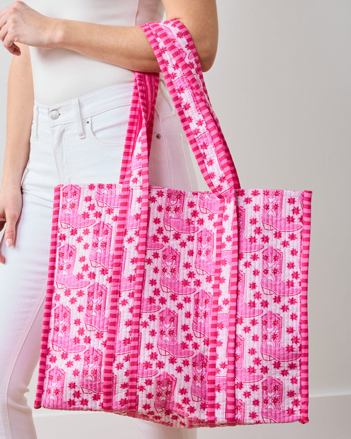 Rhinestone Cowgirl - The Traveler Tote - Party Pink - Printfresh