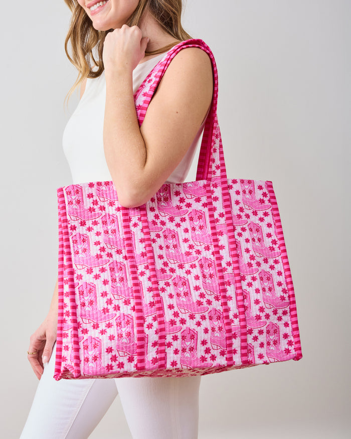 Rhinestone Cowgirl - The Traveler Tote - Party Pink - Printfresh