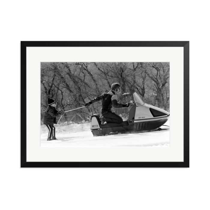 Robert Redford Snowmobile Framed Print Black XL