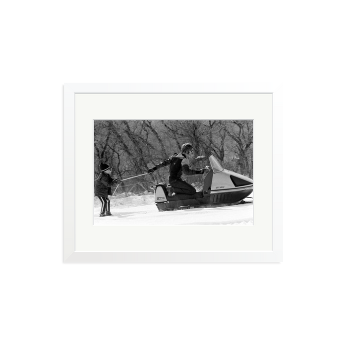 Robert Redford Snowmobile Framed Print White Medium