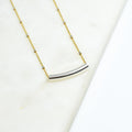 Silver Simple Curve with Mixed Metal Necklace