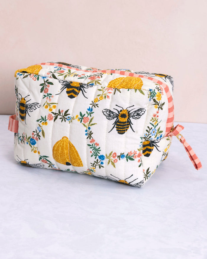 Sweet Bee - Quilted Pouch - Cream - Printfresh
