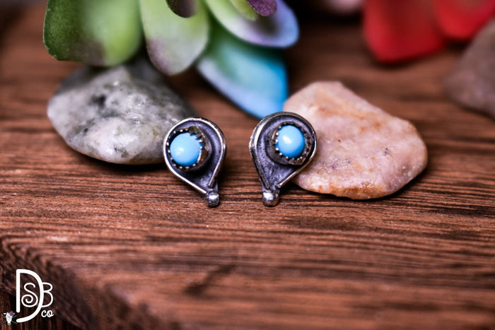 The Allie Sterling & Turquoise Studs - Deadwood South Boutique & Company LLC