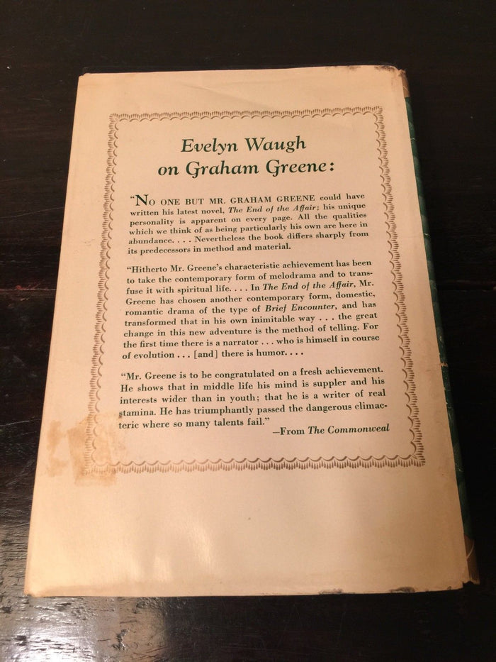 THE END OF THE AFFAIR by Graham Greene — First Ed., First Printing 1951 HC/DJ