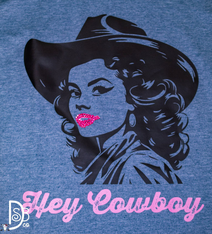 The Hey Cowboy Rhinestone Graphic Tee - Deadwood South Boutique & Company LLC
