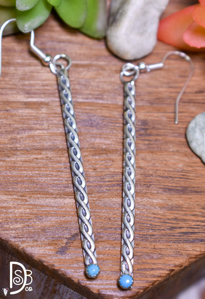 The Sterling & Turquoise Twisted Dangles - Deadwood South Boutique & Company LLC