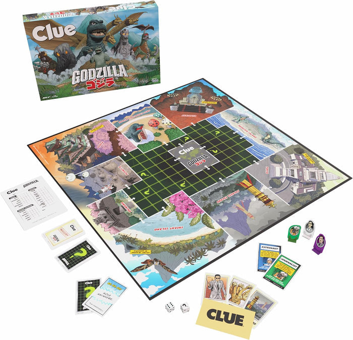 Clue board game with Godzilla theme on a white background