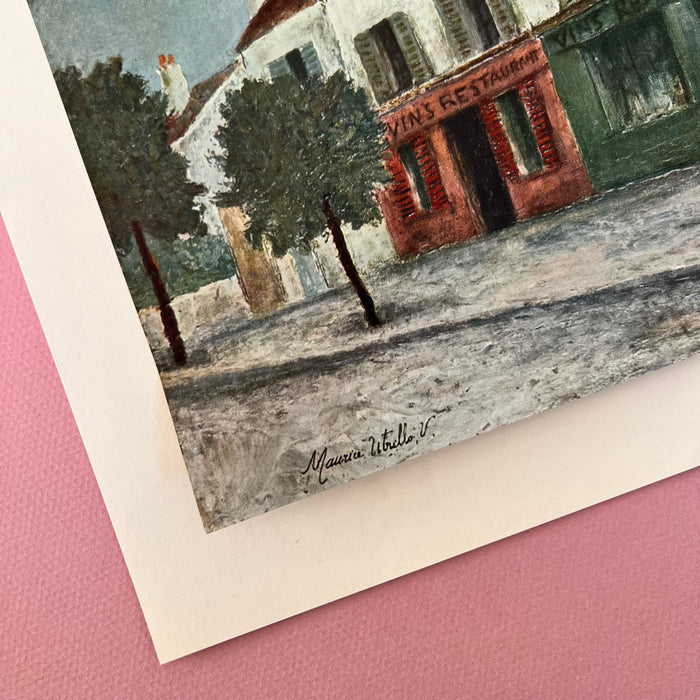 Vintage 1953 Utrillo “Bistros in a Suburb” Art Print