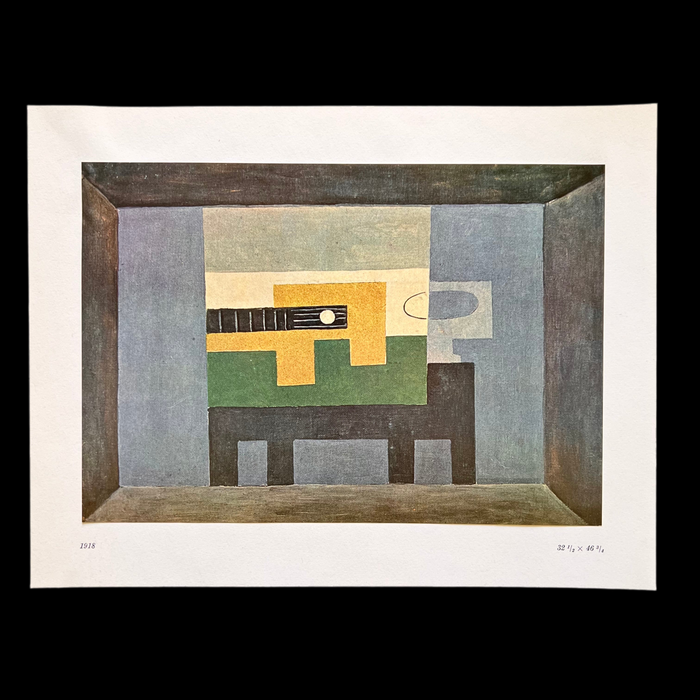 Vintage 1961 Pablo Picasso Guitar on Table Cubist Art Print