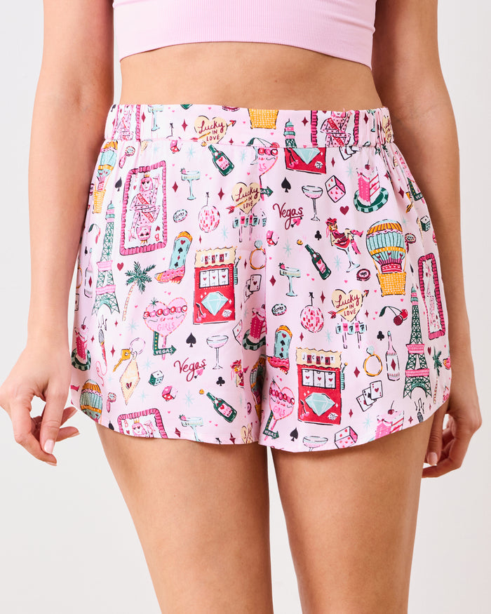 Viva Las Vegas - Eco Satin Sweet Dreams Shorts - Lucky Pink - Printfresh