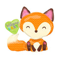 cheerul fox balloon with a heart that reas "welcome baby!"
