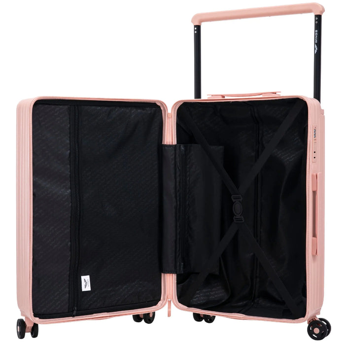 Walizka kabinowa Wings ABS+ 20" Customized  SOFT PINK FLOWER customized