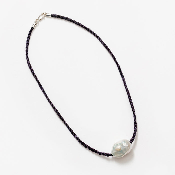 Wolf Circus Jewelry | Mabel Choker Necklace | Navy Satin + Pearl Necklace | Mixed Satin and Pearl Necklace | Statement Choker | Excelsior, MN | Golden Rule Gallery