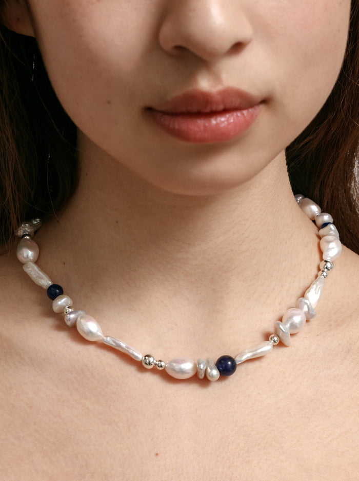 Wolf Circus Jewelry | Noelle Necklace | Mixed Pearl Necklace | Statement Necklace | Cool Toned Pearl Necklace | Excelsior, MN | Golden Rule Gallery