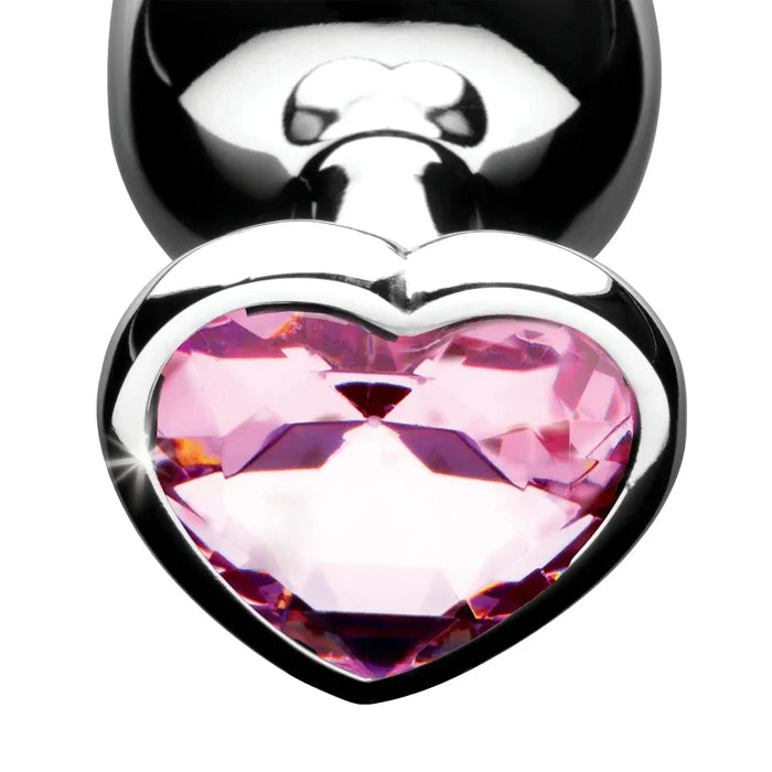 XR Brands® Brands Booty Sparks Pink Heart Gem Anal Plug Set – 3 Sizes Metal Temperature Play