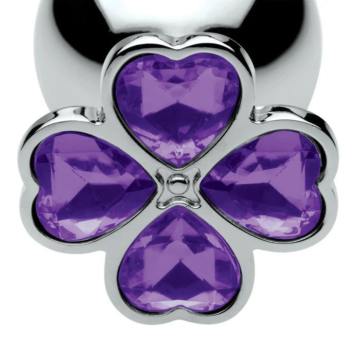 XR Brands® Brands Booty Sparks Violet Flower Gem Anal Plug Set – 3 Sizes Metal Temperature Play Purple