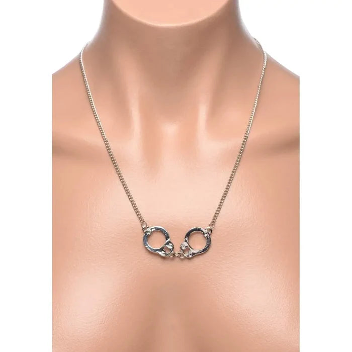 XR Brands® Brands Master Series Cuff Her Handcuff Necklace – BDSM Jewelry Nickel-Free Silver