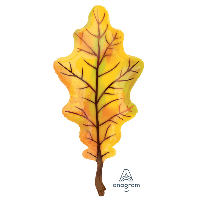 Autumn-themed leaf-shaped balloon with 'anagram' logo on a white background